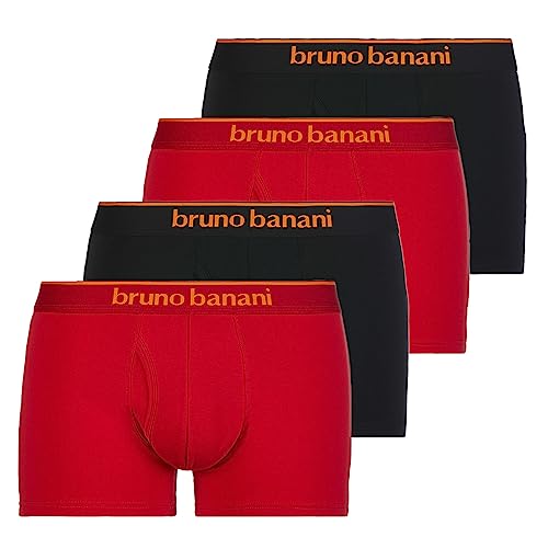 bruno banani Herren Boxershorts, 2er Pack - Quick Access, Unterhose, einfarbig, Baumwolle Schwarz/Rot 2XL von bruno banani