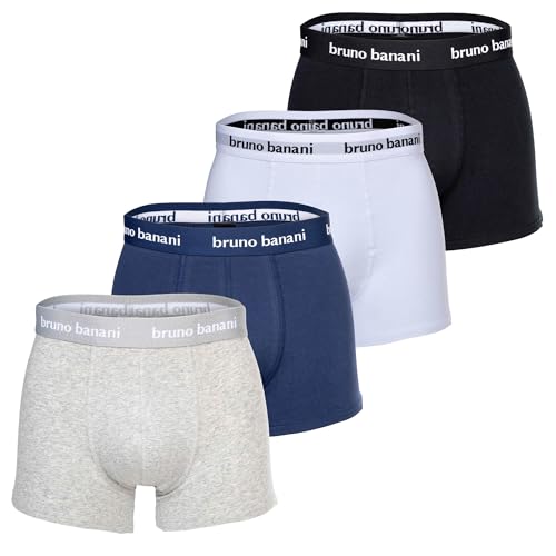 bruno banani Herren Boxershorts 4er Pack - Every Day, Baumwolle Schwarz/Grau/Weiß/Blau XL von bruno banani