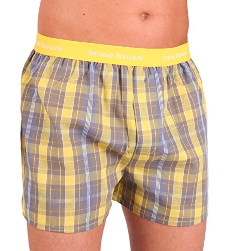 bruno banani Herren Boxershorts Unterhose Cotton (S, Gelb/Grau Karo(2114)) von bruno banani