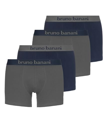 bruno banani Herren Boxershorts Unterhosen Flowing 4er Pack, Farbe:Mehrfarbig, Menge:4er Pack (2X 2er), Wäschegröße:XL, Artikel:-4218 Mittelgrau/schattenblau von bruno banani