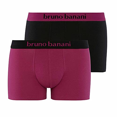 Bruno Banani Herren Flowing Boxershorts, Fuchsia//schwarz, S (2er Pack) von bruno banani