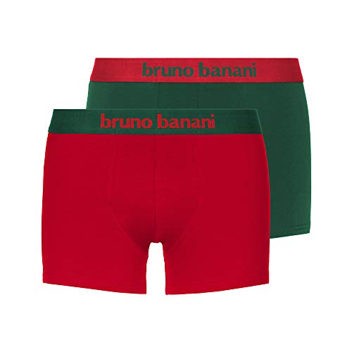 bruno banani Herren Flowing Boxershorts, orangerot // tannengrün, S von bruno banani