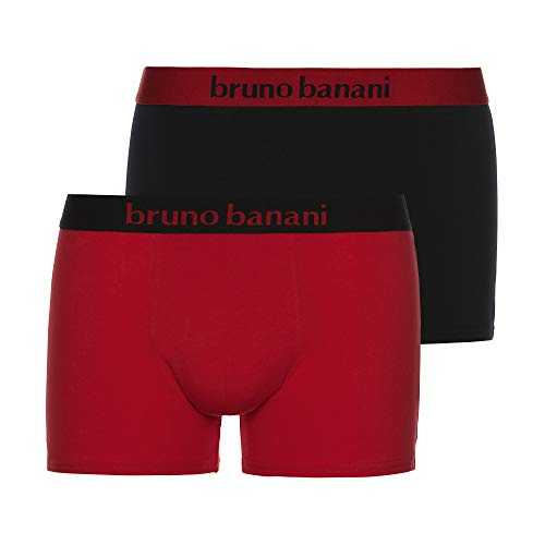 bruno banani Herren Flowing Short, zinnoberrot // schwarz, M (2er Pack) von bruno banani