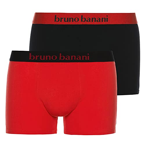 bruno banani Herren Flowing Short, zinnoberrot // schwarz, M (2er Pack) von bruno banani