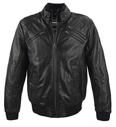 bruno banani - Herren Lederjacke Bomberjacke Lammnappa schwarz Größe 58 von bruno banani