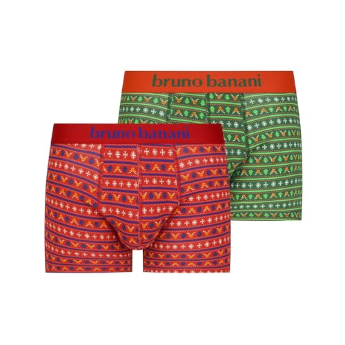 bruno banani Herren Shorts HOLY TIME - Originelle Boxershorts mit weihnachtlichem Design, Branding am Bund, anliegend, Geschenkset, atmungsaktiv, Größe S-3XL (2 Stück) von bruno banani