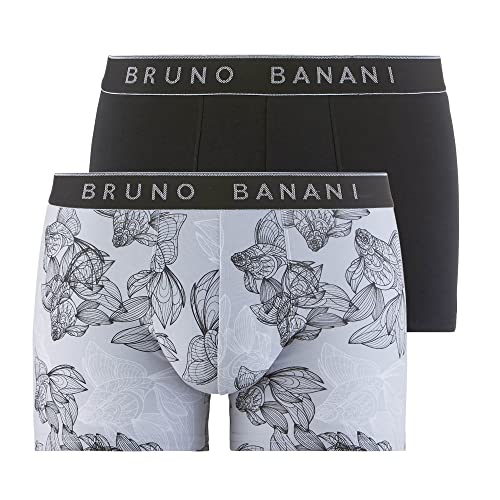 bruno banani Herren Short 2Pack Exotic Fish Unterwäsche, hellgrau Print//schwarz, L von bruno banani