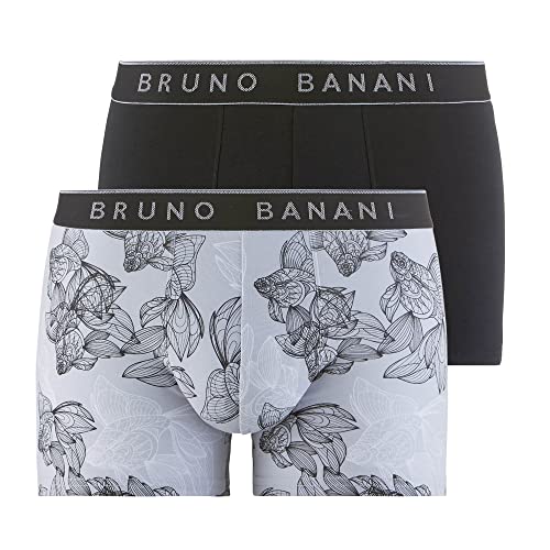 Bruno Banani Herren Short 2Pack Exotic Fish Unterwäsche, hellgrau Print//schwarz, S von bruno banani