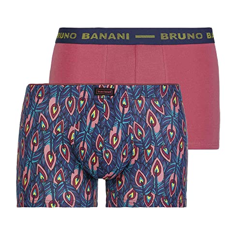 bruno banani Herren Short 2Pack Peacock Retroshorts, Marine Print // rot, Large (2er Pack) von bruno banani