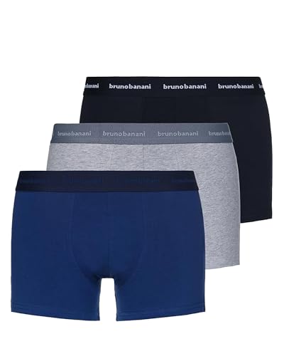 bruno banani Herren Shorts Lusty - 3er Set - Boxershorts Herren Baumwolle mit Stoffgummibund - ohne Eingriff - Memory Effekt Navy//grau Melange//schwarz, M bruno banani Herren Shorts Lusty - 3er Set - Boxershorts Herren Baumwolle mit Stoffgummibund - ohne Eingriff - Memory Effekt Navy//grau Melange//schwarz, M von bruno banani