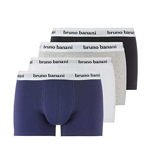 bruno banani Herren Shorts Snazzy - Moderne Boxershorts mit Logo-Bund, atmungsaktive und langlebige Baumwolle, Memory-Effekt, ohne Eingriff, eng anliegend, Größe S-XXL (4 Stück) von bruno banani