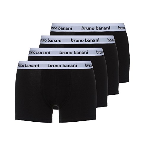 bruno banani Herren Shorts Snazzy - Moderne Boxershorts mit Logo-Bund, atmungsaktive und langlebige Baumwolle, Memory-Effekt, ohne Eingriff, eng anliegend, Größe S-XXL (4 Stück) schwarz, L von bruno banani