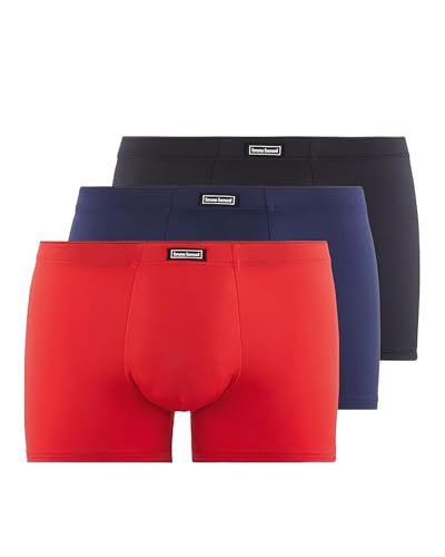 bruno banani Herren Shorts 3PACK Soft Micro schwarz/Marine/rot L von bruno banani