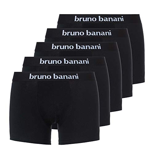 bruno banani Herren Shorts Contest - Zeitlose Boxershorts mit extra weichem Stoffgummibund, ohne Eingriff, eng anliegend, atmungsaktive Baumwolle, Memory-Effekt, Größe S-3XL (5 Stück) schwarz, L von bruno banani