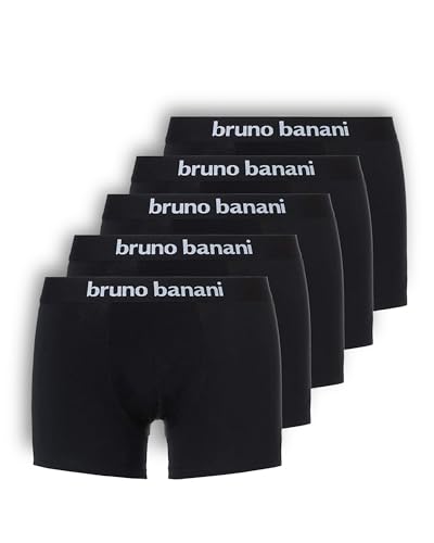bruno banani Herren Shorts Contest - 5er Set - Boxershorts Herren Baumwolle mit Stoffgummibund - ohne Eingriff - Memory Effekt schwarz, L von bruno banani