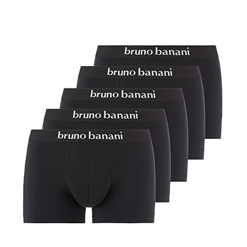 bruno banani Herren Shorts Contest - Zeitlose Boxershorts mit extra weichem Stoffgummibund, ohne Eingriff, eng anliegend, atmungsaktive Baumwolle, Memory-Effekt, Größe S-3XL (5 Stück) schwarz, M von bruno banani