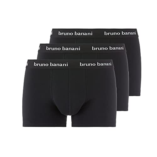 bruno banani Herren Shorts Lusty - 3er Set - Boxershorts Herren Baumwolle mit Stoffgummibund - ohne Eingriff - Memory Effekt schwarz, XXXL von bruno banani
