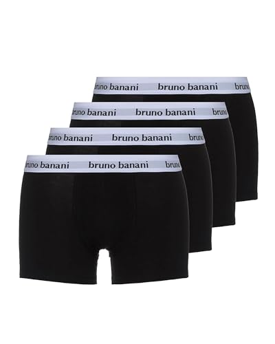 bruno banani Herren Shorts Snazzy- 4er Set - Boxershorts Herren Baumwolle mit Stoffgummibund - atmungsaktiv - ohne Eingriff - Memory Effekt schwarz, S von bruno banani