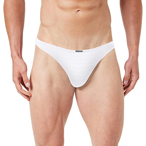 bruno banani Herren String Check Line 2.0 Tanga, Weiß (Weiß Karo 1612), Small (Herstellergröße: S) von bruno banani