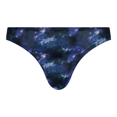 bruno banani Herren String Tanga Slip Unterhose Space Raver, Farbe:Blau, Größe:L, Artikel:-3156 schwarz/blau Print von bruno banani