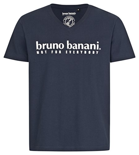 bruno banani Herren T-Shirt mit V-Ausschnitt in Marineblau, Größe L von bruno banani