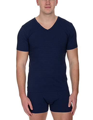 bruno banani Herren V-Shirt Check Line 2.0 Unterhemd, Blau (Marine Karo 542), Medium (Herstellergröße: M) von bruno banani