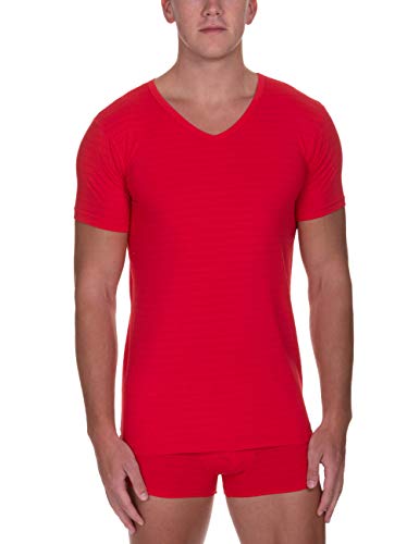 bruno banani Herren V-Shirt Check Line 2.0 Unterhemd, Rot (Rot Karo 1070), Small (Herstellergröße: S) von bruno banani