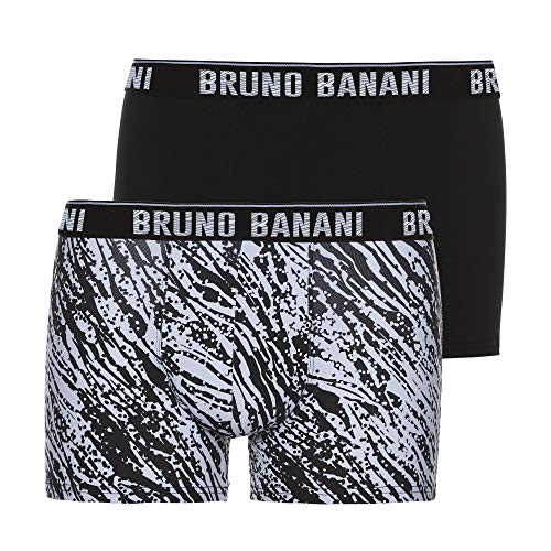 Bruno Banani Herren Zebra Stripe Short, schwarz/weiß Print // schwarz, S (2er Pack) von bruno banani