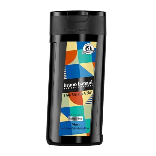 bruno banani Limited Edition Man Shower Gel, 3-in-1 Duschgel für Körper, Haar und Gesicht, mit holzigem Herrenduft, 250 ml von bruno banani