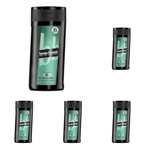 bruno banani Made for Men 3-in-1 Shower Gel für Männer mit erfrischend-aquatischer Duftnote, 250ml (Packung mit 5) von bruno banani