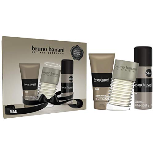 bruno banani Man Geschenkset – Belebendes Eau de Toilette, Duschgel und Deodorant Spray mit aromatisch-orientalischem Duft – Für den modernen Mann – 3 x 50 ml von bruno banani