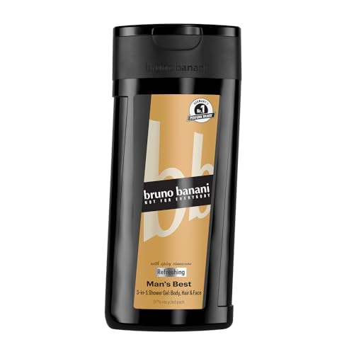 bruno banani Man's Best – der 3-in-1 Shower Gel für Männer mit sanft-würzigem Amber-Duft, 250ml von bruno banani