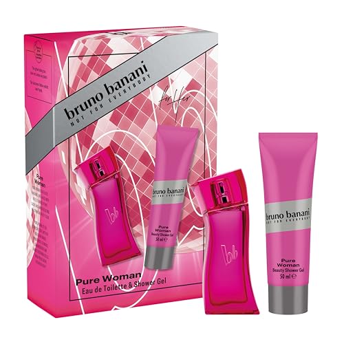 bruno banani Pure Woman Geschenkset mit Eau de Toilette und Duschgel, provokanter, blumig-fruchtig-frischer Duft, 30 ml und 50 ml von bruno banani