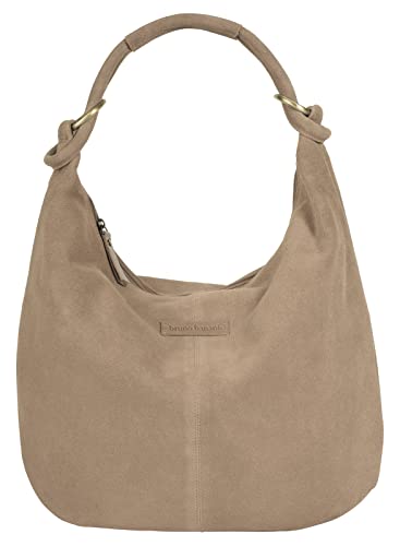 bruno banani Shopper Echt Leder Damen | Rauleder Shopper, Handtasche mit Reißverschlussfächern, Einkaufstasche aus Rindleder, leichte Umhängetasche | 021856 von bruno banani