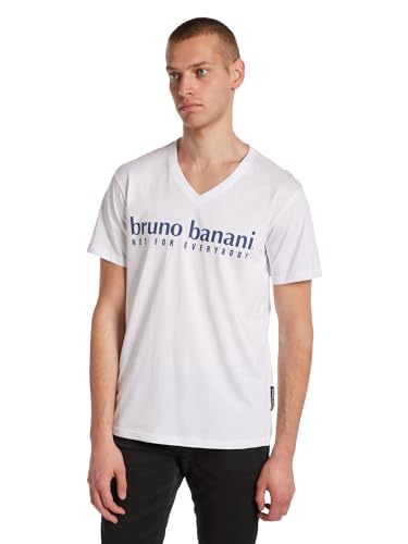 bruno banani T-Shirt mit V-Ausschnitt und Logo Weiß L von bruno banani