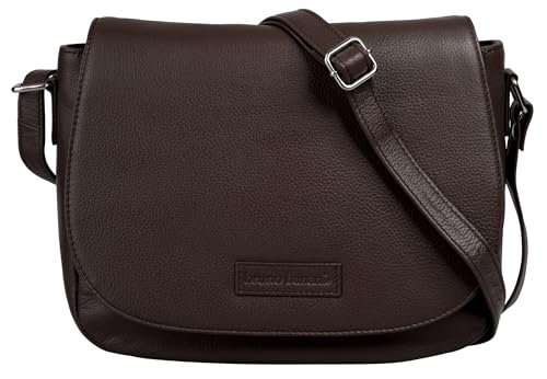 bruno banani Umhängetasche echt Leder Damen | Crossbody Ledertasche mit Handyfach | Messenger Bag mit Magnetverschluss | Schultertasche mit Reißverschluss | 022201 von bruno banani