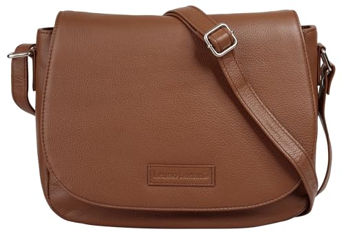 bruno banani Umhängetasche echt Leder Damen | Crossbody Ledertasche mit Handyfach | Messenger Bag mit Magnetverschluss | Schultertasche mit Reißverschluss | 022201 von bruno banani