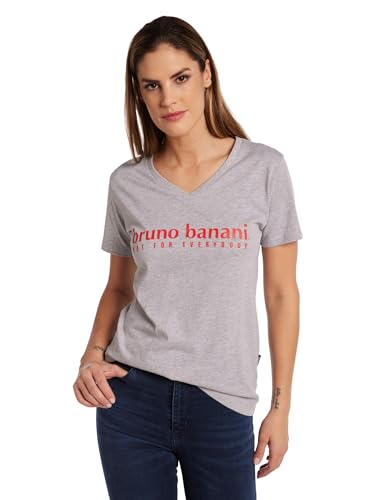 bruno banani V-Ausschnitt T-Shirt mit Logo Ashley Hellgrau/Melange 44 von bruno banani