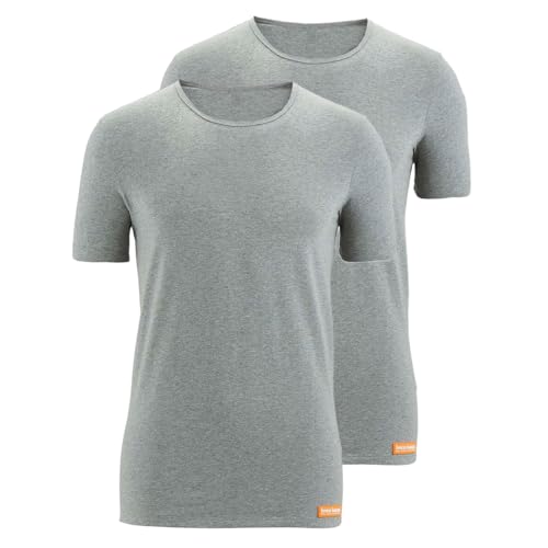 bruno banani - WARM UP - Unterhemd/Shirt Kurzarm - 2er Pack (L Grau Melange) von bruno banani