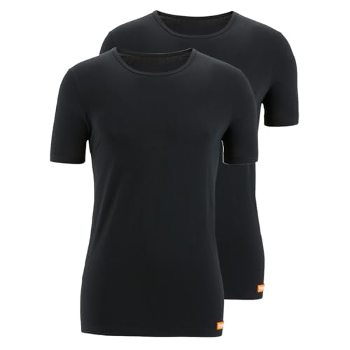 bruno banani - WARM UP - Unterhemd/Shirt Kurzarm - 2er Pack (L Schwarz) von bruno banani