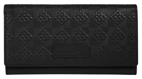 bruno banani große Geldbörse im Querformat Echt Leder Damen | Doppelter Druckknopf, 13 Kartenfächer, Leichtes Rindleder | 022054 von bruno banani