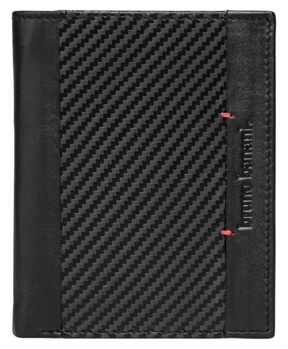 bruno banani kleine Geldbörse im Hochformat Echt Leder Herren | Geflochtenes Design | RFID-Kartenschutz | Portmonee mit Münzfach & Sichtfenster | 022208 von bruno banani