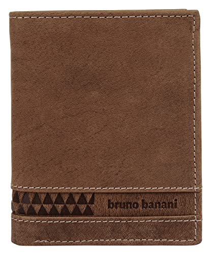 bruno banani kleine Geldbörse im Hochformat Echt Leder Herren | RFID Geldbeutel, Brieftasche aus Rindleder, Herrenbörse 2-Fach klappbar, 8 Kartenfächer, Münzfach | 021755 von bruno banani
