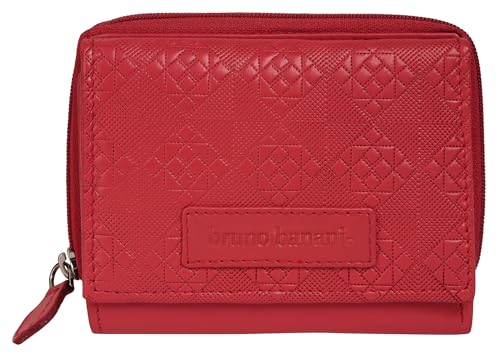 bruno banani kleine Geldbörse im Querformat Echt Leder Damen | Portemonnaie, Geldbeutel aus Rindleder, Brieftasche mit 6 Kartenfächern, Druckknopfverschluss | 022055 von bruno banani