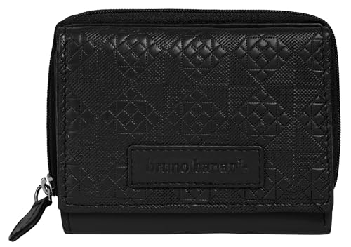 bruno banani kleine Geldbörse im Querformat Echt Leder Damen | Portemonnaie, Geldbeutel aus Rindleder, Brieftasche mit 6 Kartenfächern, Druckknopfverschluss | 022055 von bruno banani