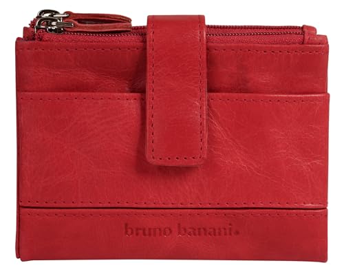 bruno banani kleine Geldbörse im Querformat Echt Leder Damen | RFID-Schutz, 8 Kartenfächer, kompakte Geldbörse, 2 Münzfächer mit Reißverschluss, praktische Fächeraufteilung | 021751 von bruno banani