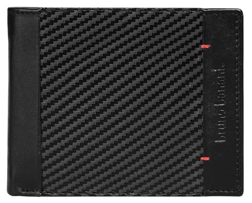 bruno banani kleine Geldbörse im Querformat Echt Leder Herren | Flache Geldbeutel mit RFID-Schutz | Portmonee mit Münzfach | Mini Brieftasche für Karten | 022209 von bruno banani