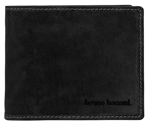 bruno banani kleine Geldbörse im Querformat Echt Leder Herren | Klassische Geldbörse, praktisches Portemonnaie, RFID-Schutz, 9 Kartenfächer | 021758 von bruno banani