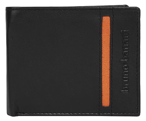 bruno banani kleine Geldbörse im Querformat Echt Leder Herren | Praktische Geldbörse, Sicheres Portemonnaie mit RFID-Schutz, 14 Fächer, 2-Fach klappbar | 021912 von bruno banani