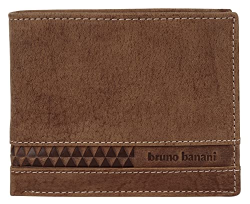 bruno banani kleine Geldbörse im Querformat Echt Leder Herren | RFID Geldbörse, Brieftasche aus Rindleder, Portemonnaie 2-Fach klappbar, Geldtasche 8 Kartenfächer | 021756 von bruno banani